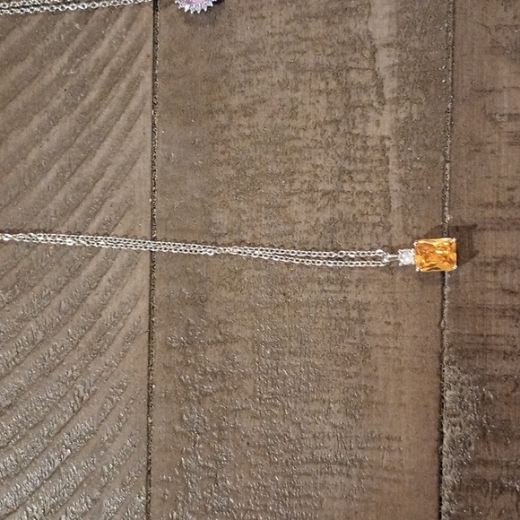 Citrine and cz sterling necklace - Picture 3 of 4